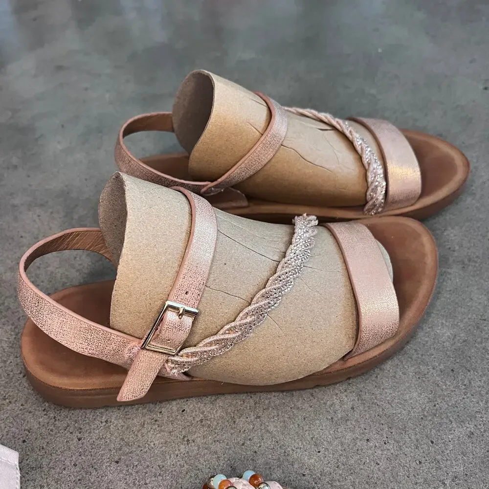 Self Esteem pink beaded and bronze sandals bundle girls size 3 shoes